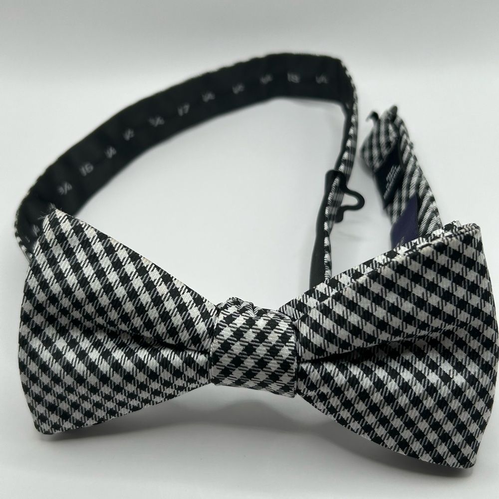 Stafford Black and White Checkered Bow Tie